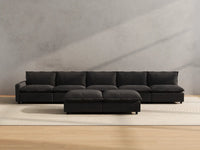 Modular Cero Reclining Sectionals | 7-Piece Grey Linen Open Plan Sofa Sets 5-Seater with 2-Ottomans