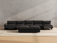 Modular Cero Reclining Sectionals | 7-Piece Grey Linen Open Plan Sofa Sets 5-Seater with 2-Ottomans