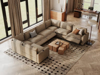 Modular Cero Reclining Sectionals | 7-Piece Khaki Linen Grand Estate U-Shaped Sectionals 7-Seater