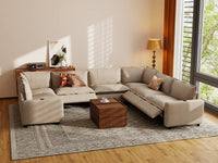 Modular Cero Reclining Sectionals | 7-Piece Khaki Linen Grand Estate U-Shaped Sectionals 7-Seater