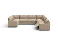 Modular Cero Reclining Sectionals | 7-Piece Khaki Linen Grand Estate U-Shaped Sectionals 7-Seater