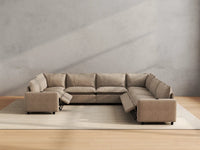 Modular Cero Modern Reclining Sectional | 7-Piece Khaki Linen Grand Estate U-Shaped Sectionals 7-Seater