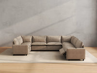 Modular Cero Reclining Sectionals | 7-Piece Khaki Linen Grand Estate U-Shaped Sectionals 7-Seater