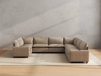 Modular Cero Modern Reclining Sectional | 7-Piece Khaki Linen Grand Estate U-Shaped Sectionals 7-Seater