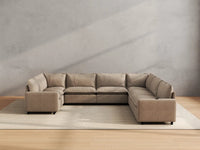 Modular Cero Reclining Sectionals | 7-Piece Khaki Linen Grand Estate U-Shaped Sectionals 7-Seater