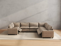 Modular Cero Reclining Sectionals | 7-Piece Khaki Linen Grand Estate U-Shaped Sectionals 7-Seater