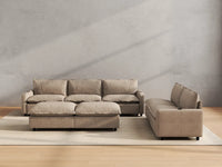 Modular Cero Reclining Sectionals | 7-Piece Khaki Linen Large Space Sofa Sets 5-Seater with 2-Ottomans