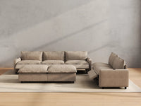 Modular Cero Reclining Sectionals | 7-Piece Khaki Linen Large Space Sofa Sets 5-Seater with 2-Ottomans