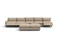Modular Cero Reclining Sectionals | 7-Piece Khaki Linen Open Plan Sofa Sets 5-Seater with 2-Ottomans