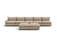 Modular Cero Reclining Sectionals | 7-Piece Khaki Linen Open Plan Sofa Sets 5-Seater with 2-Ottomans