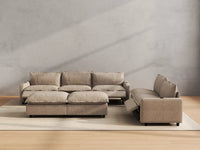 Modular Cero Reclining Sectionals | 7-Piece Khaki Linen Open Plan Sofa Sets 5-Seater with 2-Ottomans