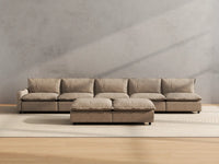 Modular Cero Reclining Sectionals | 7-Piece Khaki Linen Open Plan Sofa Sets 5-Seater with 2-Ottomans