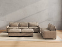 Modular Cero Reclining Sectionals | 7-Piece Khaki Linen Open Plan Sofa Sets 5-Seater with 2-Ottomans