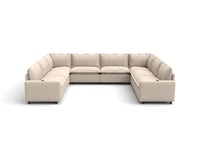 Modular Cero Recliner Sectional Couch | 8-Piece Beige Linen Grand Estate U-Shaped Sectionals 8-Seater