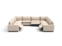 Modular Cero Recliner Sectional Couch | 8-Piece Beige Linen Grand Estate U-Shaped Sectionals 8-Seater