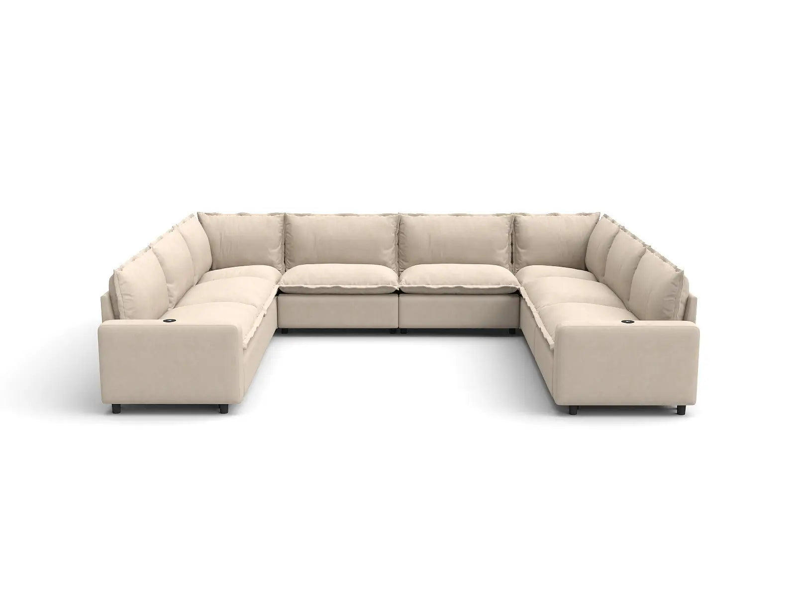 Modular Cero U Shaped Reclining Sectional | 8-Piece Beige Linen Grand Estate U-Shaped Sectionals 8-Seater