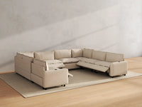 Modular Cero U Shaped Reclining Sectional | 8-Piece Beige Linen Grand Estate U-Shaped Sectionals 8-Seater