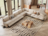 Modular Cero Reclining Sectionals | 8-Piece Beige Linen Grand Estate V-Shaped Sectionals 8-Seater