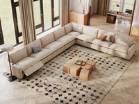 Modular Cero Reclining Sectionals | 8-Piece Beige Linen Grand Estate V-Shaped Sectionals 8-Seater