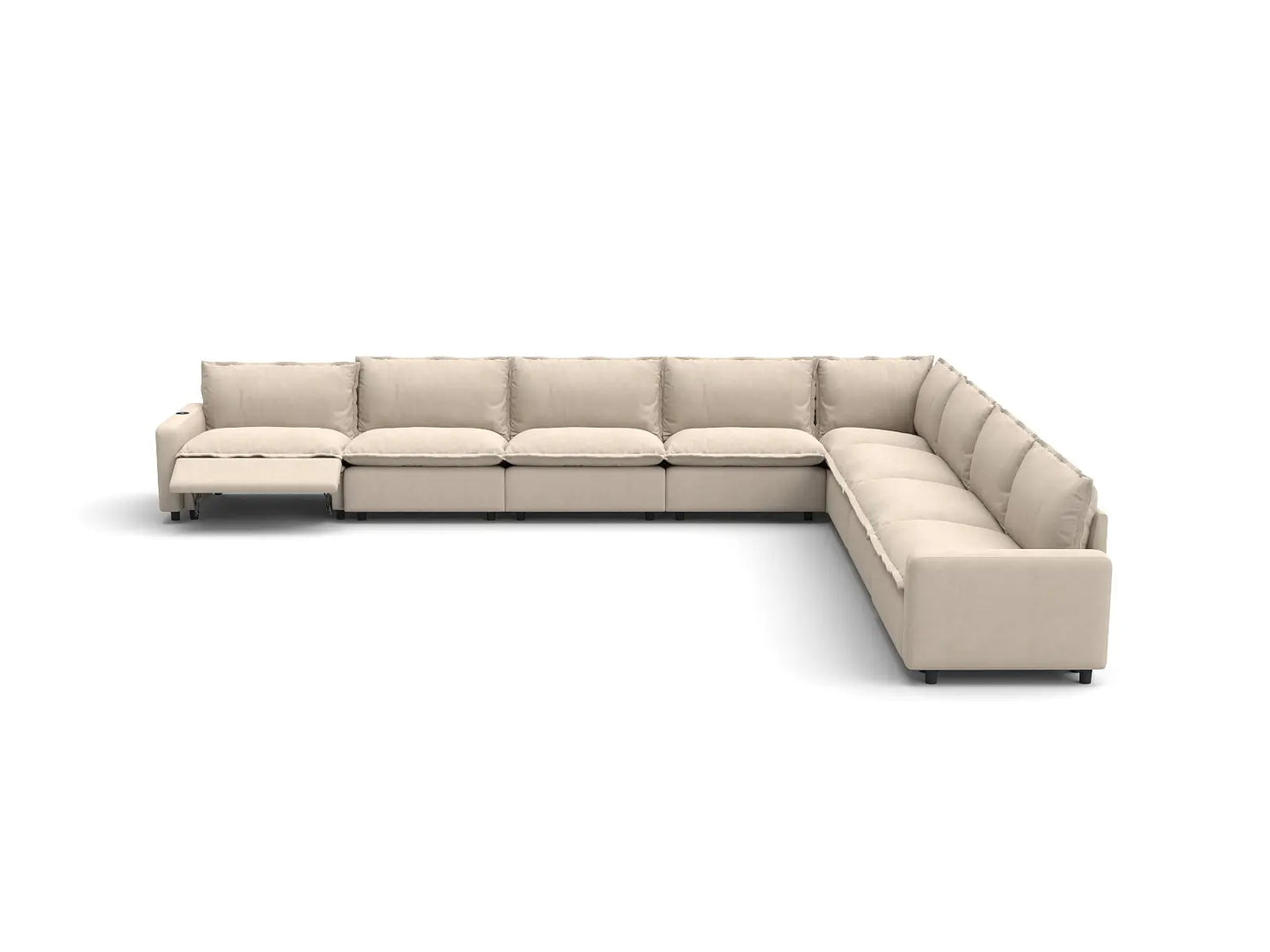 Modular Cero Reclining Sectionals | 8-Piece Beige Linen Grand Estate V-Shaped Sectionals 8-Seater