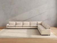 Modular Cero Reclining Sectionals | 8-Piece Beige Linen Grand Estate V-Shaped Sectionals 8-Seater