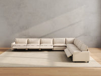 Modular Cero Reclining Sectionals | 8-Piece Beige Linen Grand Estate V-Shaped Sectionals 8-Seater