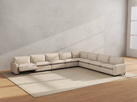 Modular Cero Reclining Sectionals | 8-Piece Beige Linen Grand Estate V-Shaped Sectionals 8-Seater