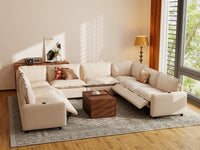 Modular Cero Reclining Sectionals | 8-Piece Beige Linen Open Space U-Shaped Sectionals 8-Seater