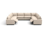 Modular Cero Electric Reclining Sectional | 8-Piece Beige Linen Open Space U-Shaped Sectionals 8-Seater