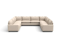 Modular Cero U Shaped Sectional with Recliner | 8-Piece Beige Linen Open Space U-Shaped Sectionals 8-Seater