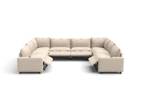 Modular Cero Reclining Sectionals | 8-Piece Beige Linen Open Space U-Shaped Sectionals 8-Seater