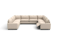 Modular Cero U Shaped Sectional with Recliner | 8-Piece Beige Linen Open Space U-Shaped Sectionals 8-Seater