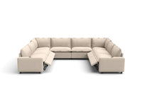 Modular Cero Reclining Sectionals | 8-Piece Beige Linen Open Space U-Shaped Sectionals 8-Seater