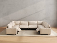 Modular Cero Reclining Sectionals | 8-Piece Beige Linen Open Space U-Shaped Sectionals 8-Seater