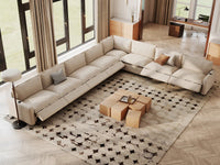 Modular Cero Reclining Sectionals | 8-Piece Beige Linen Open Space V-Shaped Sectionals 8-Seater