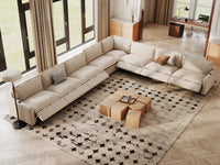 Modular Cero Reclining Sectionals | 8-Piece Beige Linen Open Space V-Shaped Sectionals 8-Seater