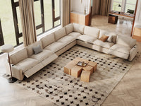 Modular Cero Reclining Sectionals | 8-Piece Beige Linen Open Space V-Shaped Sectionals 8-Seater