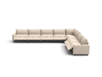 Modular Cero Reclining Sectionals | 8-Piece Beige Linen Open Space V-Shaped Sectionals 8-Seater