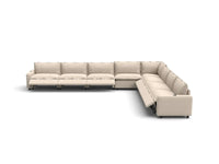 Modular Cero Reclining Sectionals | 8-Piece Beige Linen Open Space V-Shaped Sectionals 8-Seater