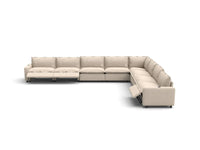Modular Cero Reclining Sectionals | 8-Piece Beige Linen Open Space V-Shaped Sectionals 8-Seater