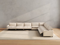 Modular Cero Reclining Sectionals | 8-Piece Beige Linen Open Space V-Shaped Sectionals 8-Seater