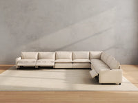 Modular Cero Reclining Sectionals | 8-Piece Beige Linen Open Space V-Shaped Sectionals 8-Seater