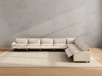 Modular Cero Reclining Sectionals | 8-Piece Beige Linen Open Space V-Shaped Sectionals 8-Seater