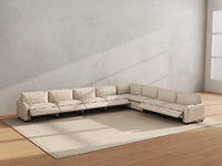 Modular Cero Reclining Sectionals | 8-Piece Beige Linen Open Space V-Shaped Sectionals 8-Seater