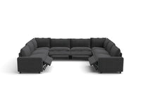 Modular Cero U Shaped Sectional with Recliner | 8-Piece Grey Linen Grand Estate U-Shaped Sectionals 8-Seater