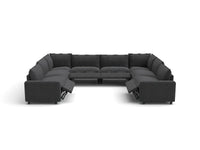 Modular Cero Reclining Sectionals | 8-Piece Grey Linen Grand Estate U-Shaped Sectionals 8-Seater