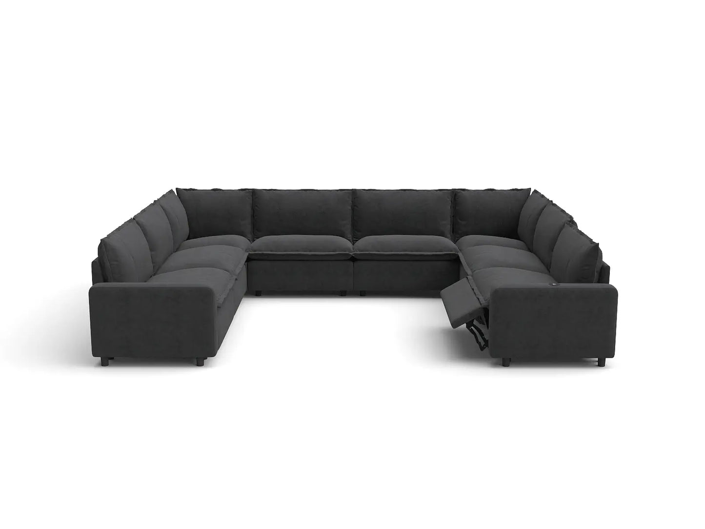 Modular Cero U Shaped Sectional Recliner | 8-Piece Grey Linen Grand Estate U-Shaped Sectionals 8-Seater