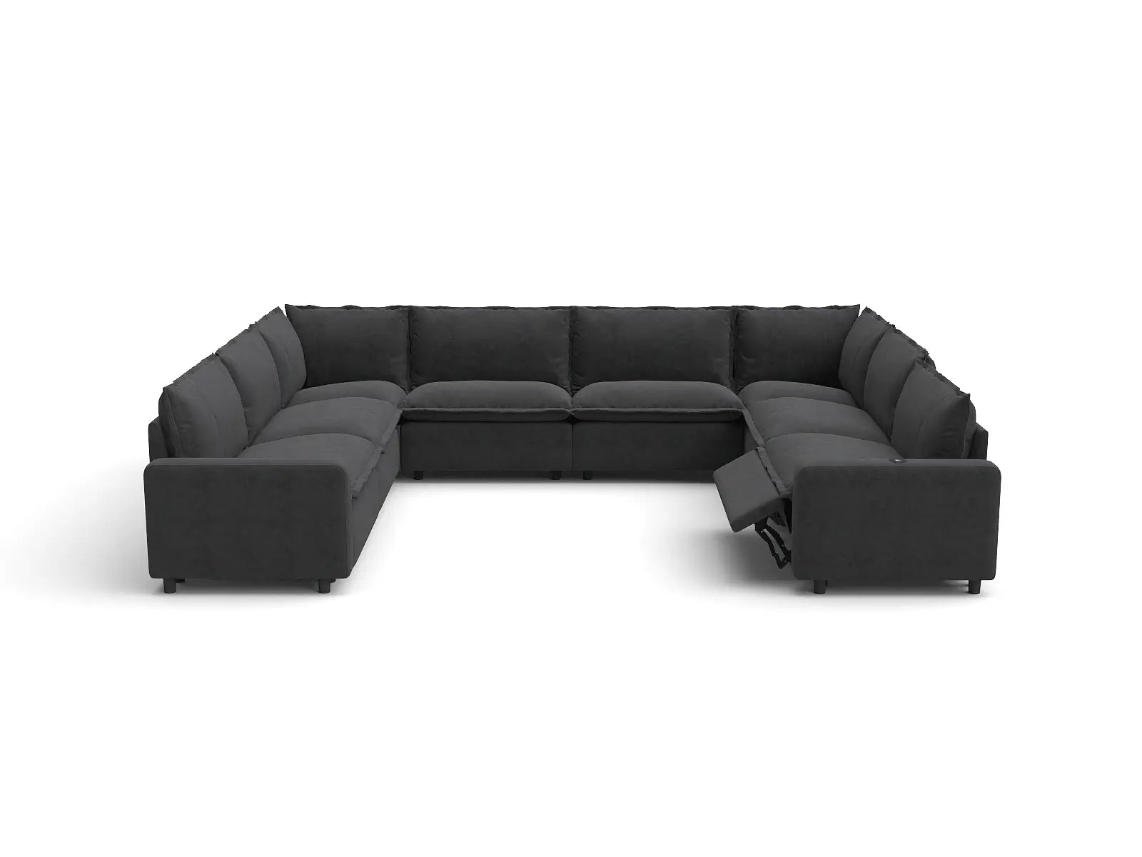 Modular Cero U Shaped Sectional Recliner | 8-Piece Grey Linen Grand Estate U-Shaped Sectionals 8-Seater