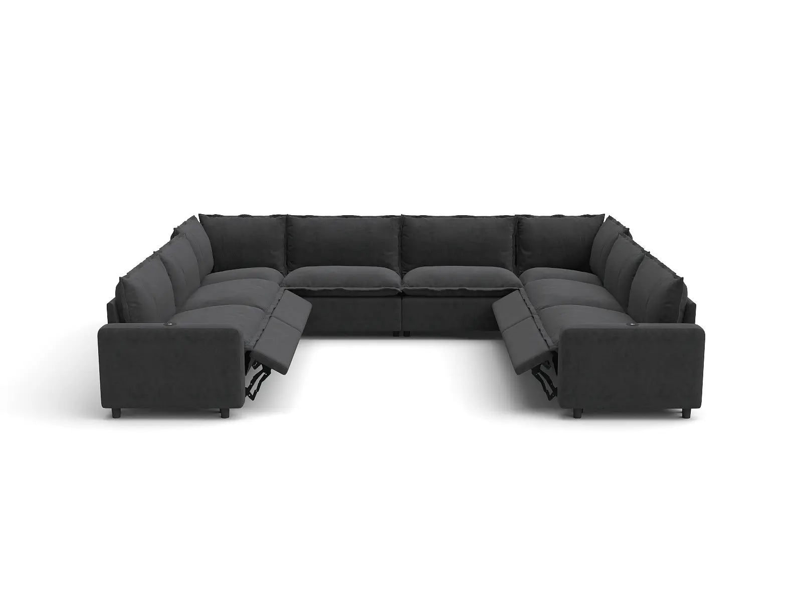 Modular Cero Reclining Sectionals | 8-Piece Grey Linen Grand Estate U-Shaped Sectionals 8-Seater