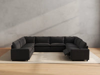 Modular Cero U Shaped Sectional Recliner | 8-Piece Grey Linen Grand Estate U-Shaped Sectionals 8-Seater